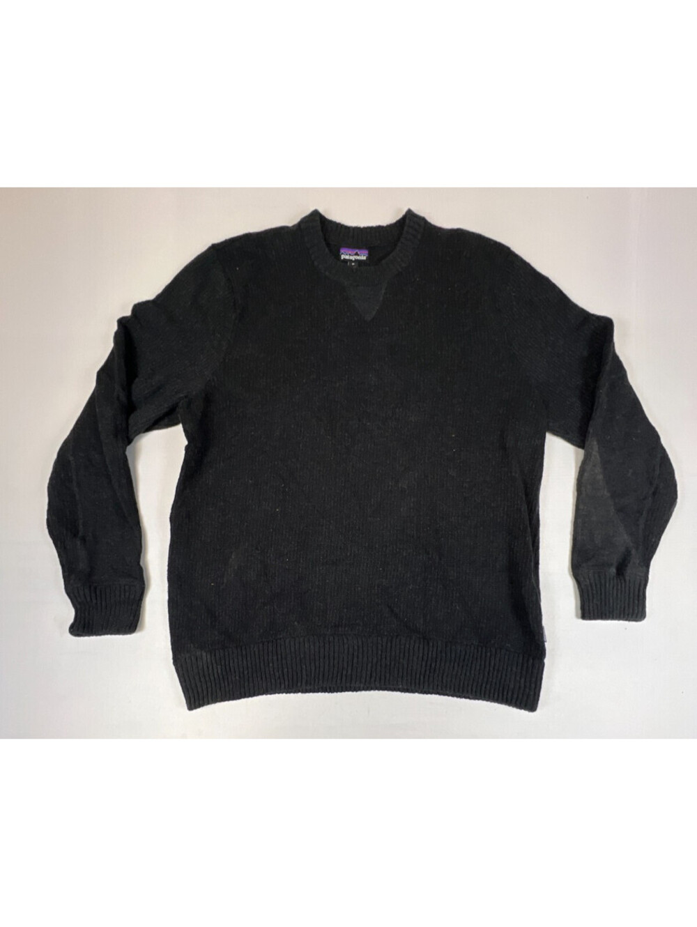 Patagonia Off Country Crewneck Sweater Men's XL Black Recycled Cotton Knit